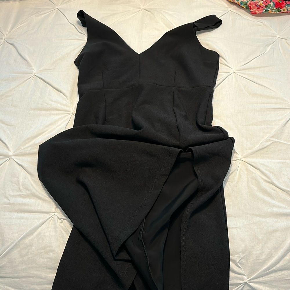 Long black dress with leg slit